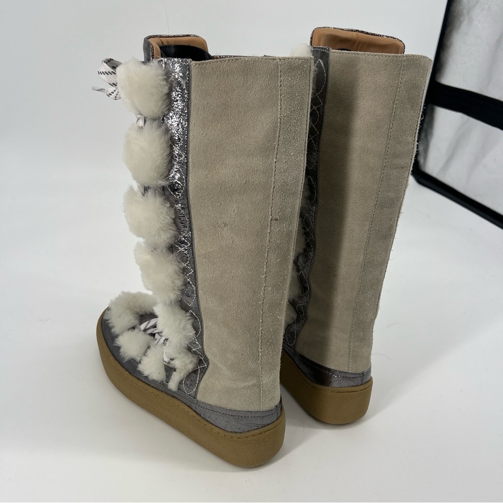 Free People Wilder Mukluk Lace Up Bohemian Suede Shearling Tall Platform Boot 9 - Picture 10 of 14